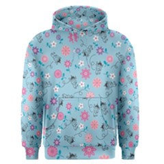 Pink And Blue Floral Wallpaper Men s Core Hoodie