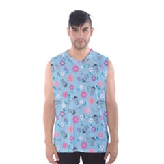 Pink And Blue Floral Wallpaper Men s Basketball Tank Top