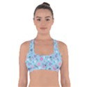 Pink And Blue Floral Wallpaper Cross Back Sports Bra View1