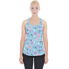 Pink And Blue Floral Wallpaper Piece Up Tank Top