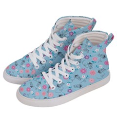 Pink And Blue Floral Wallpaper Men s Hi-top Skate Sneakers