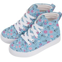 Pink And Blue Floral Wallpaper Kids  Hi-top Skate Sneakers