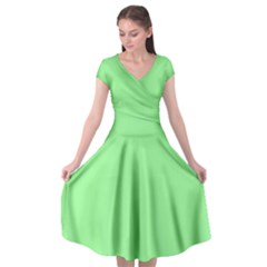 Mint Green	 - 	cap Sleeve Wrap Front Dress by ColorfulDresses