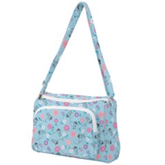 Pink And Blue Floral Wallpaper Front Pocket Crossbody Bag