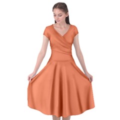 Basket Ball Orange	 - 	cap Sleeve Wrap Front Dress by ColorfulDresses