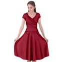 Carmine Red	 - 	Cap Sleeve Wrap Front Dress View1