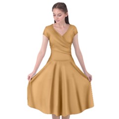 Earth Yellow	 - 	cap Sleeve Wrap Front Dress by ColorfulDresses