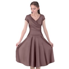 Puce Brown	 - 	cap Sleeve Wrap Front Dress by ColorfulDresses