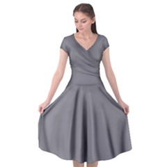 Quick Silver Grey	 - 	cap Sleeve Wrap Front Dress by ColorfulDresses