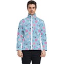 Pink And Blue Floral Wallpaper Men s Bomber Jacket View1