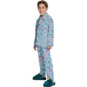 Pink And Blue Floral Wallpaper Kids  Long Sleeve Velvet Pajamas Set View2