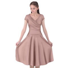 Peach Beige	 - 	cap Sleeve Wrap Front Dress by ColorfulDresses