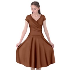 Sangria Brown	 - 	cap Sleeve Wrap Front Dress by ColorfulDresses