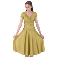 Trombone Yellow	 - 	Cap Sleeve Wrap Front Dress