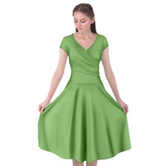 Dollar Bill Green	 - 	cap Sleeve Wrap Front Dress by ColorfulDresses