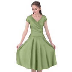 Iguana Green	 - 	Cap Sleeve Wrap Front Dress