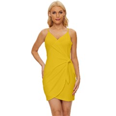 Canary Yellow	 - 	wrap Tie Front Dress by ColorfulDresses