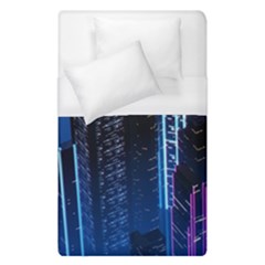 Night Music The City Neon Background Synth Retrowave Duvet Cover (single Size)