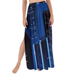 Night Music The City Neon Background Synth Retrowave Maxi Chiffon Tie-up Sarong