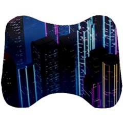 Night Music The City Neon Background Synth Retrowave Head Support Cushion