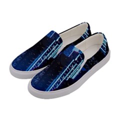 Night Music The City Neon Background Synth Retrowave Women s Canvas Slip Ons by Jancukart