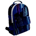 Night Music The City Neon Background Synth Retrowave Flap Pocket Backpack (Large) View2