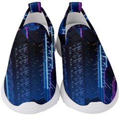 Night Music The City Neon Background Synth Retrowave Kids  Slip On Sneakers