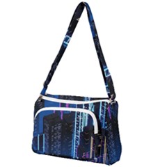 Night Music The City Neon Background Synth Retrowave Front Pocket Crossbody Bag