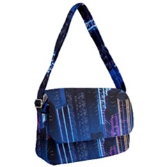 Night Music The City Neon Background Synth Retrowave Courier Bag by Jancukart