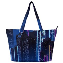 Night Music The City Neon Background Synth Retrowave Full Print Shoulder Bag