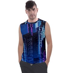 Night Music The City Neon Background Synth Retrowave Men s Regular Tank Top by Jancukart