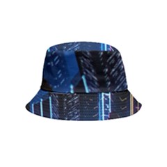 Night Music The City Neon Background Synth Retrowave Bucket Hat (kids) by Jancukart