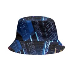 Night Music The City Neon Background Synth Retrowave Inside Out Bucket Hat by Jancukart