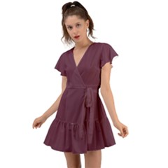 Old Mauve Purple	 - 	flutter Sleeve Wrap Dress by ColorfulDresses