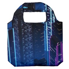 Night Music The City Neon Background Synth Retrowave Premium Foldable Grocery Recycle Bag