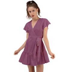 Sugar Plum Purple	 - 	flutter Sleeve Wrap Dress by ColorfulDresses