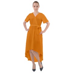 Apricot Orange	 - 	front Wrap High Low Dress