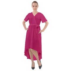 Burnt Pink	 - 	front Wrap High Low Dress by ColorfulDresses