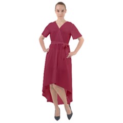 Big Dip Ruby Red	 - 	front Wrap High Low Dress by ColorfulDresses