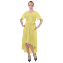 Daffodil Yellow	 - 	front Wrap High Low Dress by ColorfulDresses