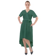 Medium Sea Green	 - 	front Wrap High Low Dress by ColorfulDresses