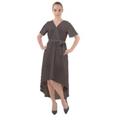 Ash Grey	 - 	front Wrap High Low Dress by ColorfulDresses