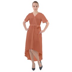 Copper Red	 - 	front Wrap High Low Dress by ColorfulDresses