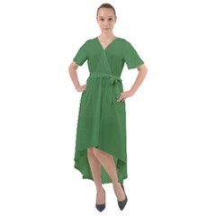 Middle Green	 - 	front Wrap High Low Dress