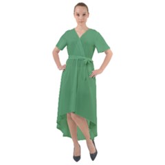 Shiny Shamrock Green	 - 	front Wrap High Low Dress by ColorfulDresses