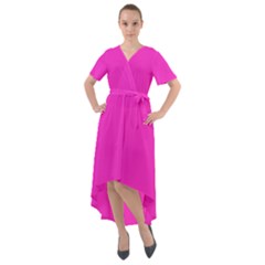 Razzle Dazzle Rose Pink	 - 	front Wrap High Low Dress