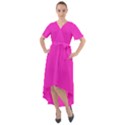 Razzle Dazzle Rose Pink	 - 	Front Wrap High Low Dress View1