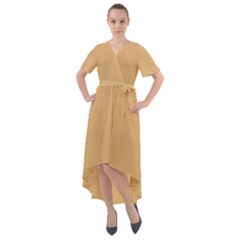 Sepia Yellow	 - 	front Wrap High Low Dress by ColorfulDresses