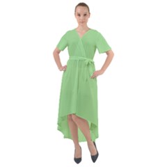 Granny Smith Apple Green	 - 	front Wrap High Low Dress by ColorfulDresses