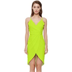 Arctic Lime Green	 - 	wrap Frill Dress by ColorfulDresses